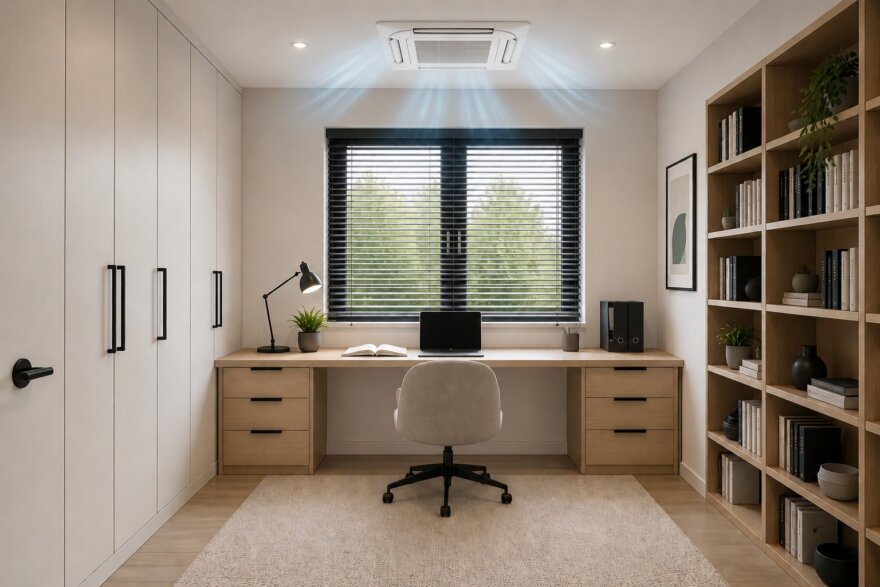 Modern interieur van kubistische woning M-391 met leefkeuken en grote glaspartijen