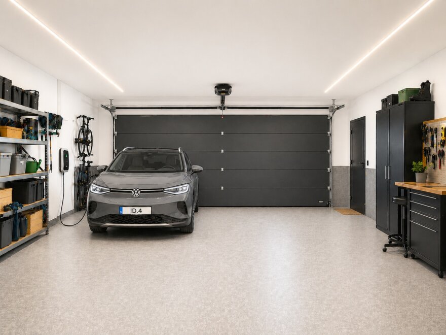 Modern interieur van kubistische woning M-391 met leefkeuken en grote glaspartijen