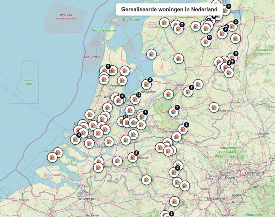 Gerealiseerde staalframebouw woningen in Nederland