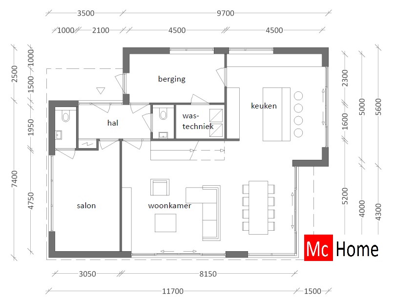 luxe royale moderne villa met balkon en plat dak M262 Mc-Home 