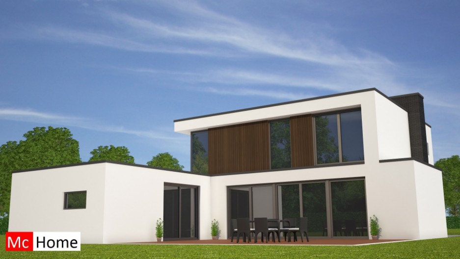 mc-home.nl M100  moderne kubistische woning met veel glas duurzaam gebouwd onder architectuur in staalframebouw houtskelet of traditioneel