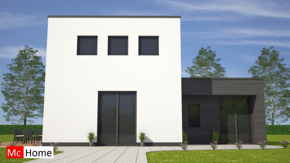 mc-home.nl M126 moderne kubuswoning met kleine verdieping en 2 slaapkamers ontwerpen en bouwen in staalframebouw 