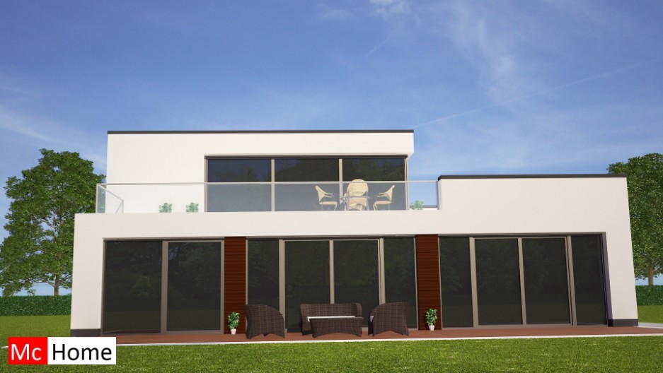 mc-home.nl M99 kubistiche villa bouwen dakterras veel raampartijen en glas in staalframebouw of houtskeletbouw