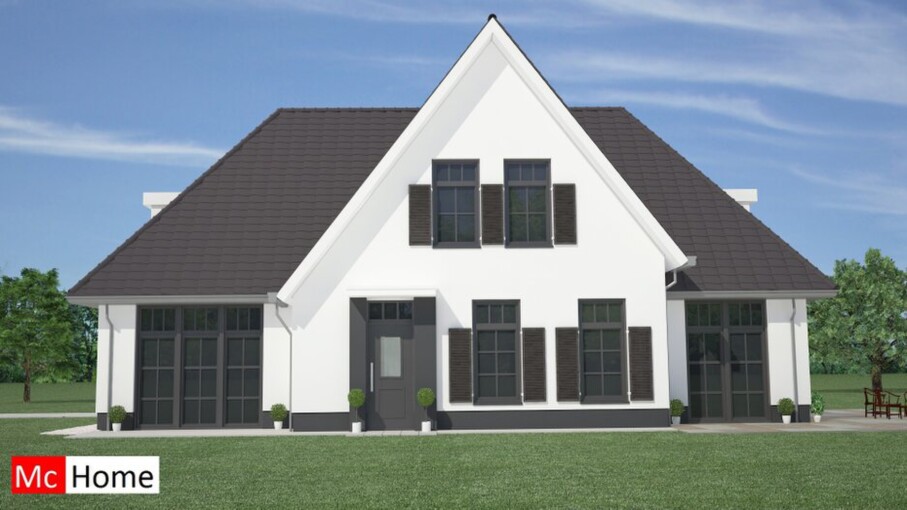 HN 43 v2  klassieke witte villawoning met zijdelen beter gebouwd met staalframe 