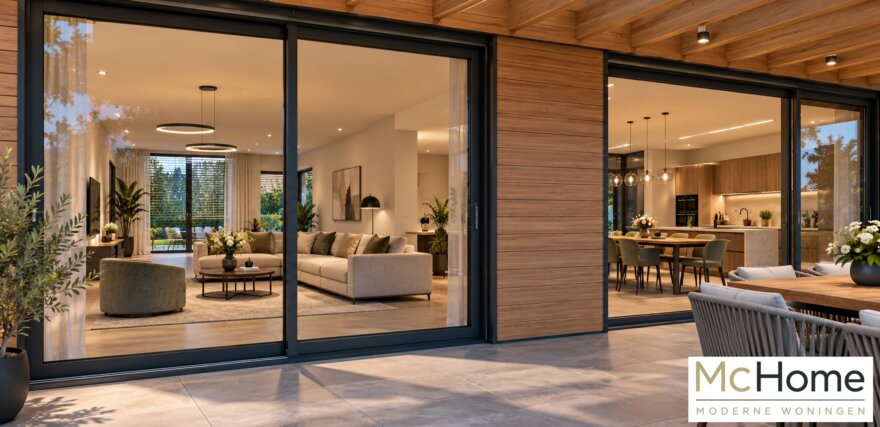 Moderne kubistische woning M-91 met plat dak van McHome