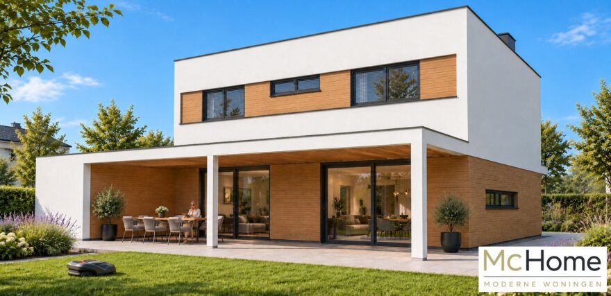 Moderne kubistische woning M-91 met plat dak van McHome