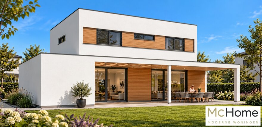 Moderne kubistische woning M-91 met plat dak van McHome