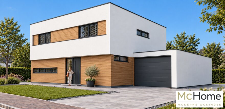 Moderne kubistische woning M-91 met plat dak van McHome