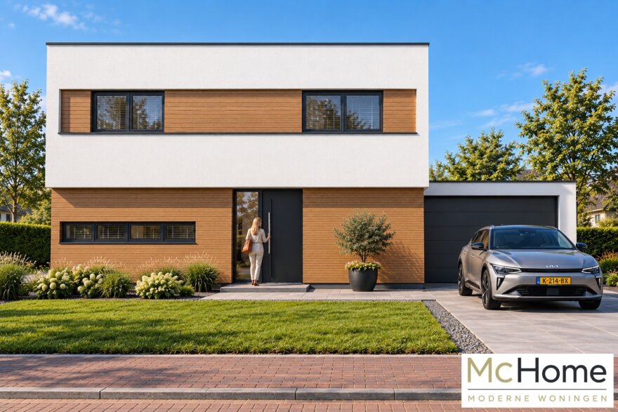Moderne kubistische woning M-91 met plat dak van McHome