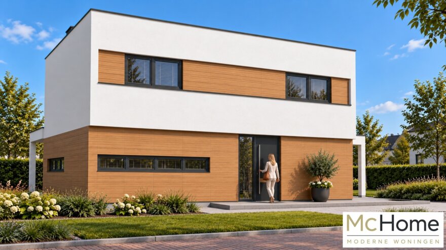 Moderne kubistische woning M-91 met plat dak van McHome