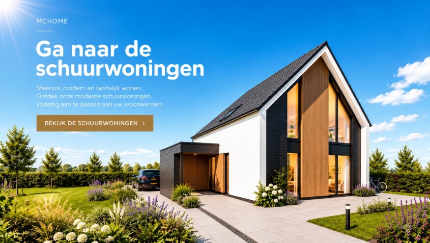 Moderne schuurwoning met zadeldak, hoge glazen voorgevel en houten gevelbekleding