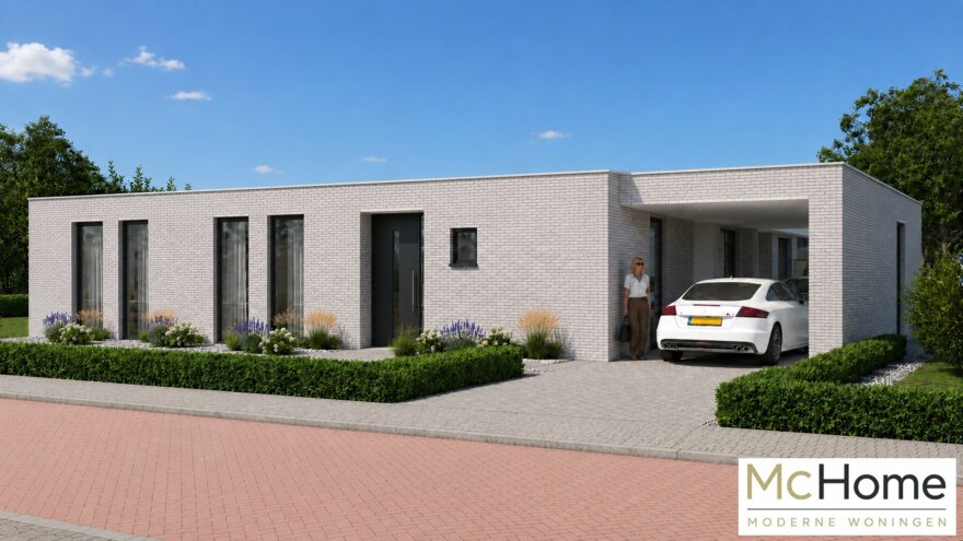 Moderne gelijkvloerse woning B-157 met garage en plat dak