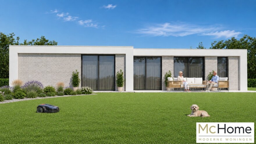 Moderne gelijkvloerse woning B-157 met garage en plat dak
