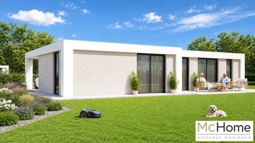 Moderne gelijkvloerse woning B-157 met garage en plat dak