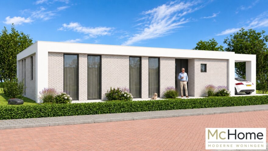 Moderne gelijkvloerse woning B-157 met garage en plat dak
