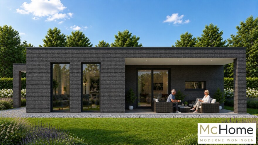 Compacte moderne gelijkvloerse woning B-166 met carport en overdekt terras