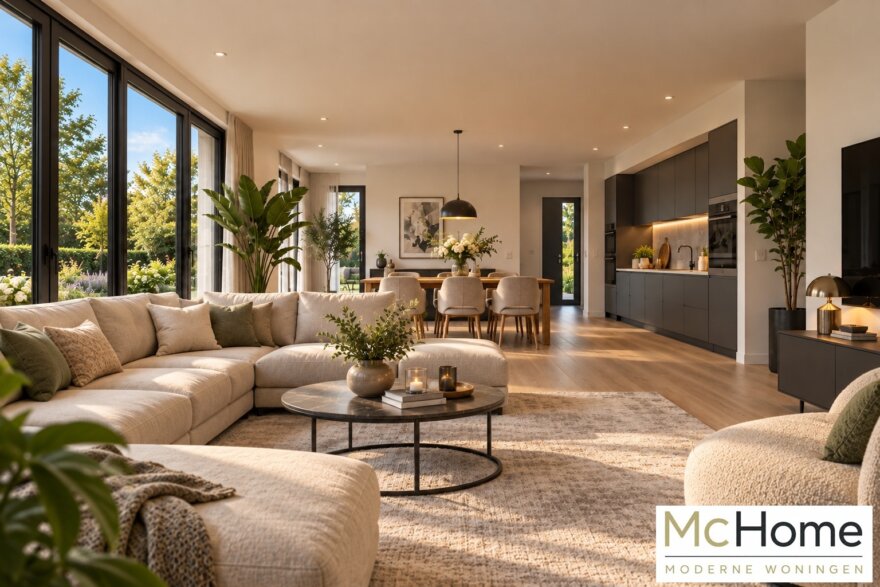 Modern interieur McHome B145 met royale woonkamer en leefkeuken