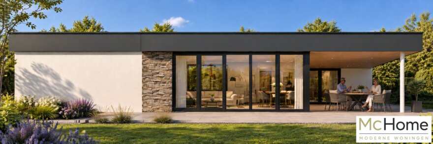 Moderne gelijkvloerse woning B145 met overdekt terras van McHome