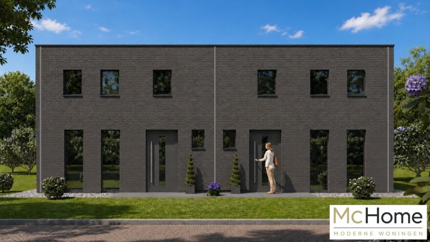 beklijk de beelden van TK-48 2 onder 1 kap geschakelde woningen met plat dak 