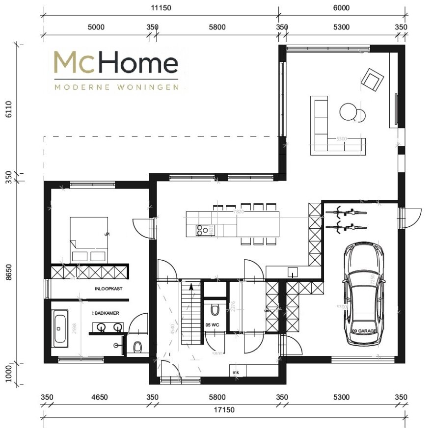 plattegrond en bekijk de indelingen van levensloopbestendige woning M-401