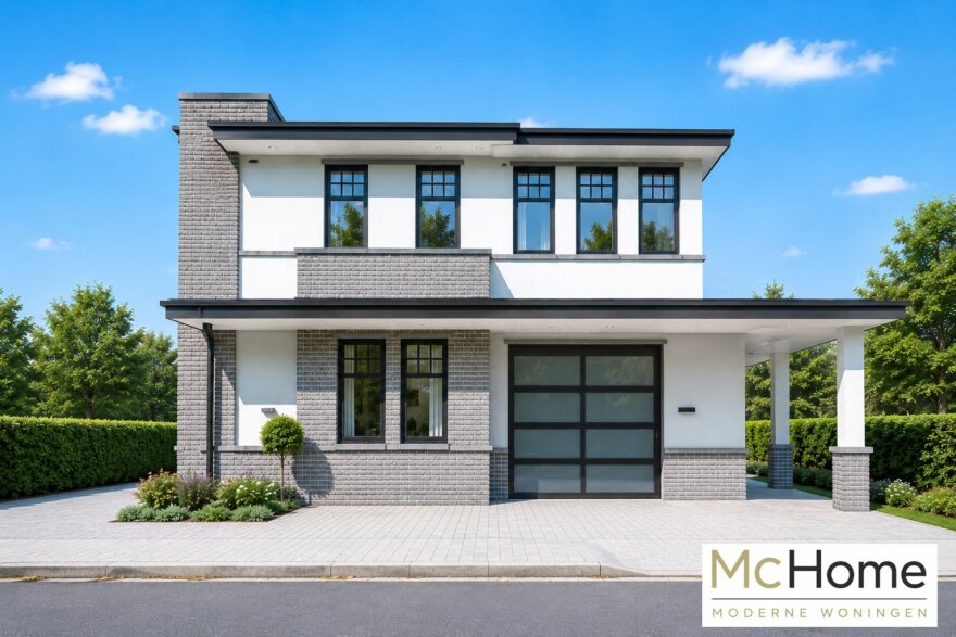 Moderne kubistische Frank Lloyd Wright woning type 241 met plat dak