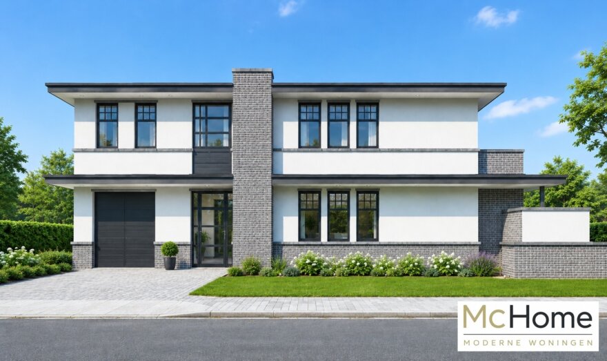 Moderne kubistische Frank Lloyd Wright woning type 241 met plat dak