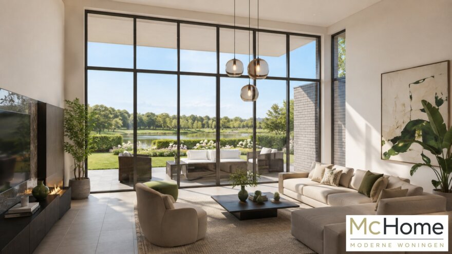 Modern interieur van de kubistische villa M-377 met luxe leefruimtes en eigentijdse inrichting