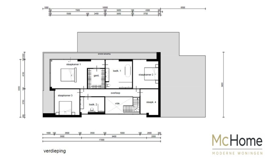 bekijk de plattegrond en indeling van ontwerp M-382 type L en XL