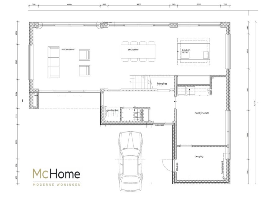 indelingsvoorbeeld plattegrond BG woning type M-99