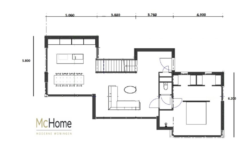 Moderne kubistische levensloopbestendige woning M-397 met plat dak van MC HOME