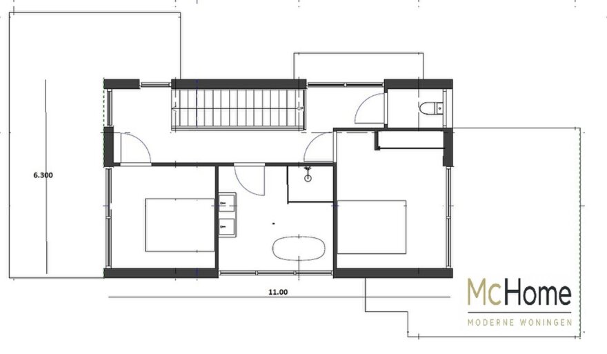 Moderne kubistische levensloopbestendige woning M-397 met plat dak van MC HOME