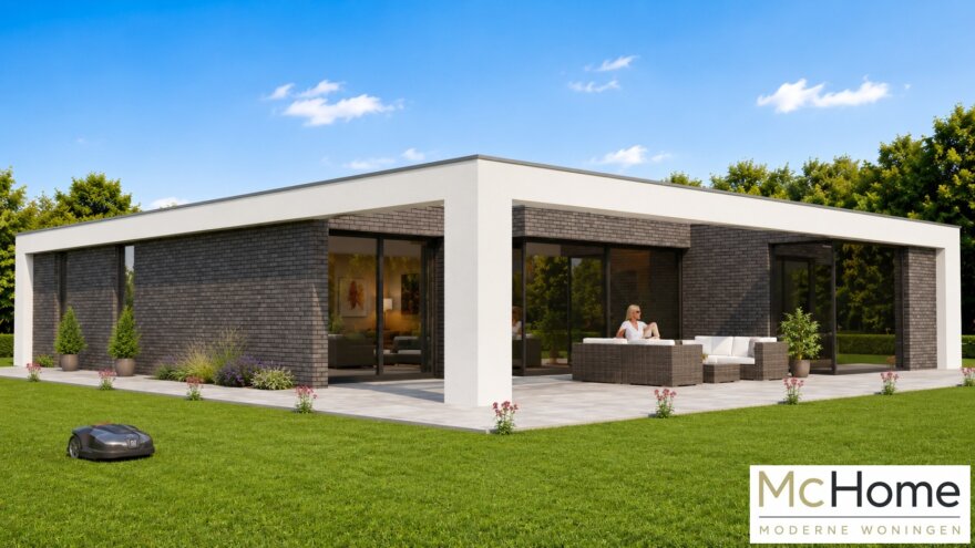 Moderne gelijkvloerse woning B-42 met plat dak en groot terras