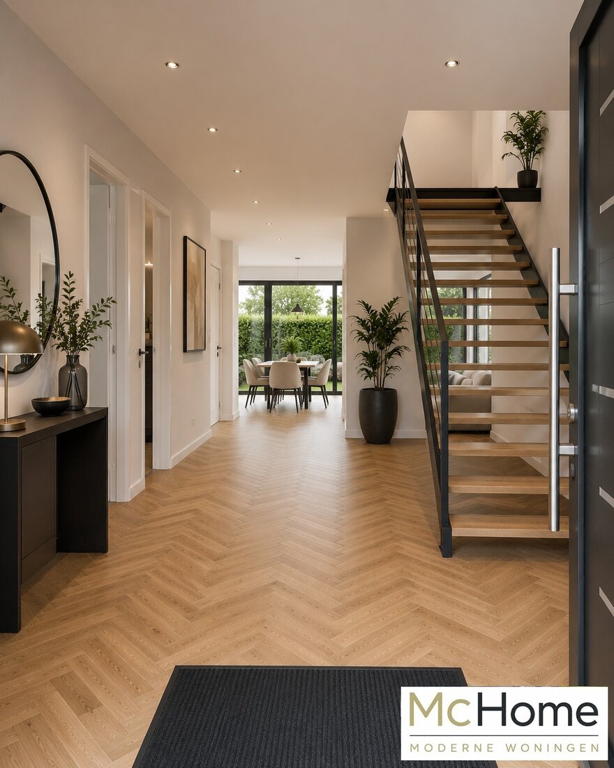 Modern interieur van kubistische woning M-392 met luxe inrichting